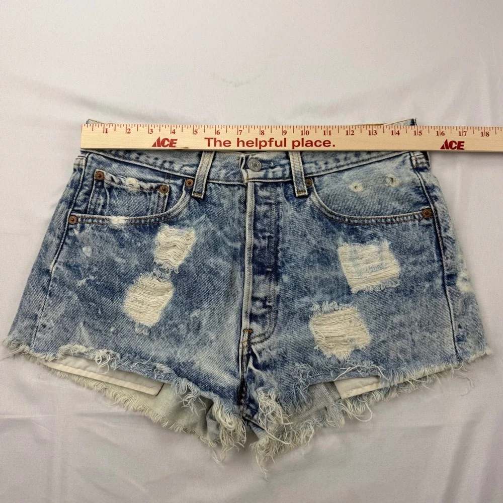 Levi's 501 Denim Cut Off Shorts Men's 30 Acid Wash Distressed High Rise USA READ